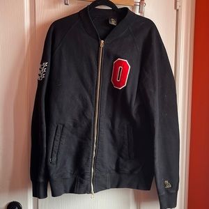 Octobers Very Own- Black & Red zip up bomber sweater
